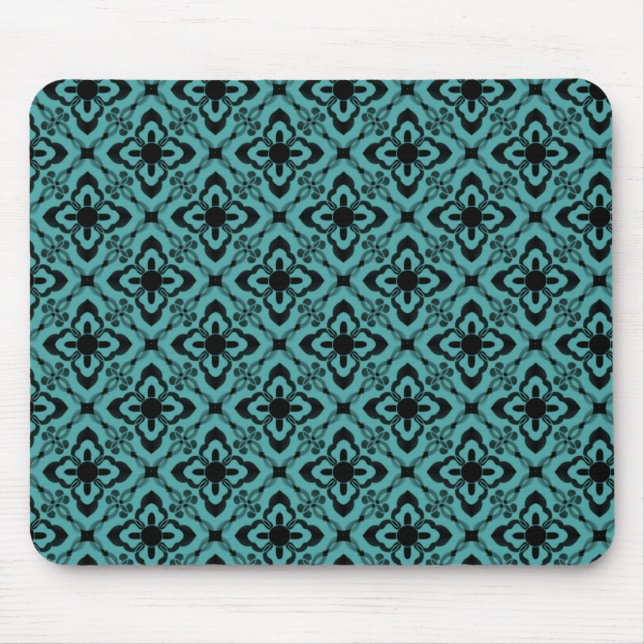 Alfombrilla De Ratón Simplemente deslumbrante Damask Mousepad, Turquesa (Frente)