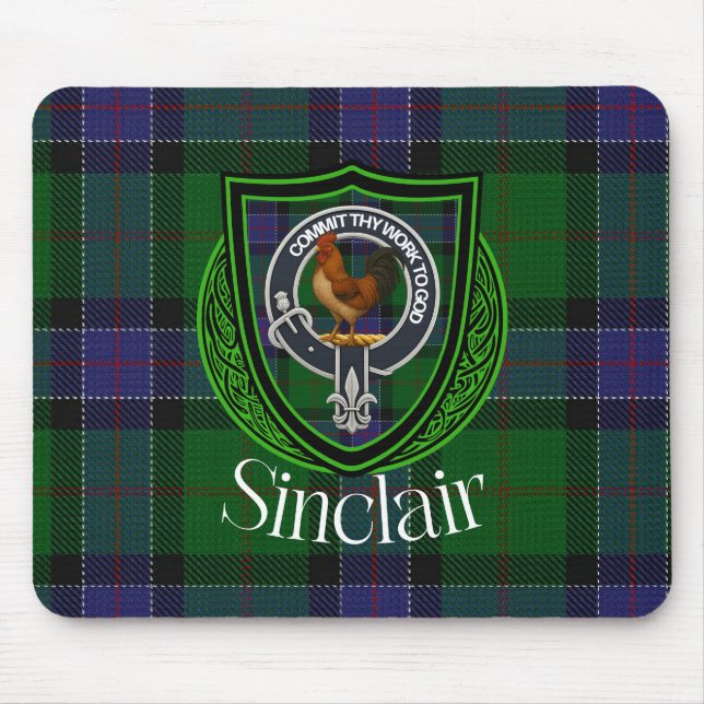 Alfombrilla De Ratón Sinclair Scottish Clan Tartan and Crest  (Frente)