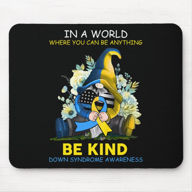 Alfombrilla De Ratón Síndrome de Down Conciencia Gnome Be Kind Sunflowe (Frente)