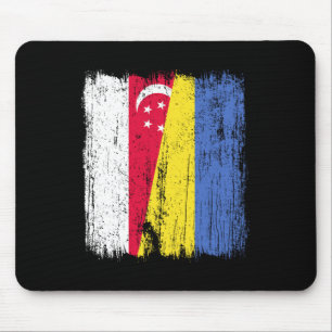 Alfombrilla De Ratón Singapur Ucrania Media Bandera Singapurense Ucrani