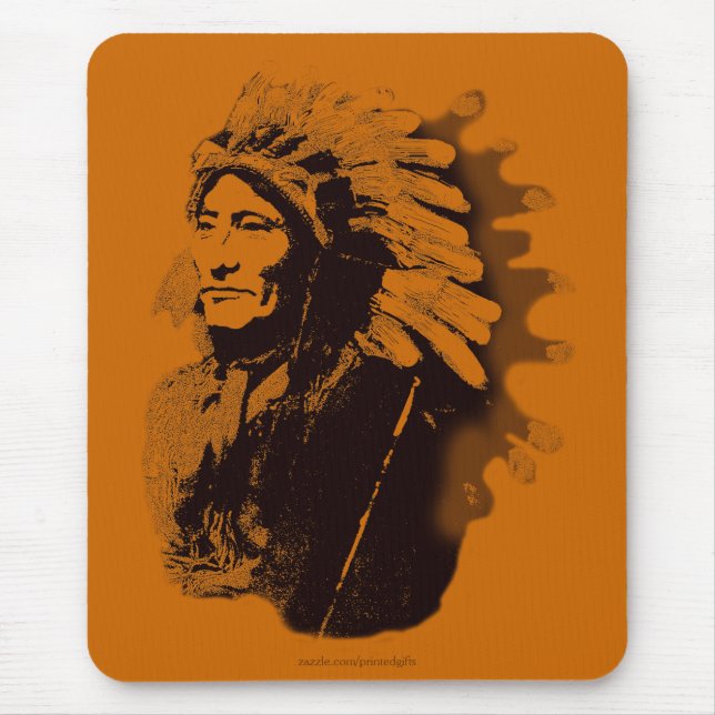 Alfombrilla De Ratón Sioux Chieftain Nativo Estadounidense Gift Mousepa (Frente)