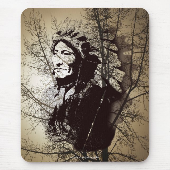 Alfombrilla De Ratón Sioux Chieftain Nativo Estadounidense Gift Mousepa (Frente)