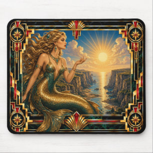 Alfombrilla De Ratón Sirena, Art Déco Mitológica