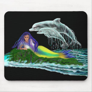 Alfombrilla De Ratón Sirena con delfines
