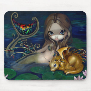 Alfombrilla De Ratón "Sirena con un dragón de oro" Mousepad