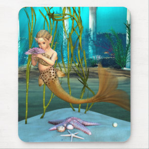 Alfombrilla De Ratón Sirena joven fantasía submarina para niños