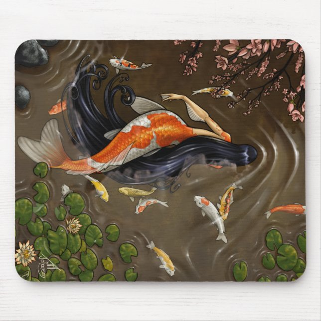 Alfombrilla De Ratón Sirena Mousepad de Koi (Frente)