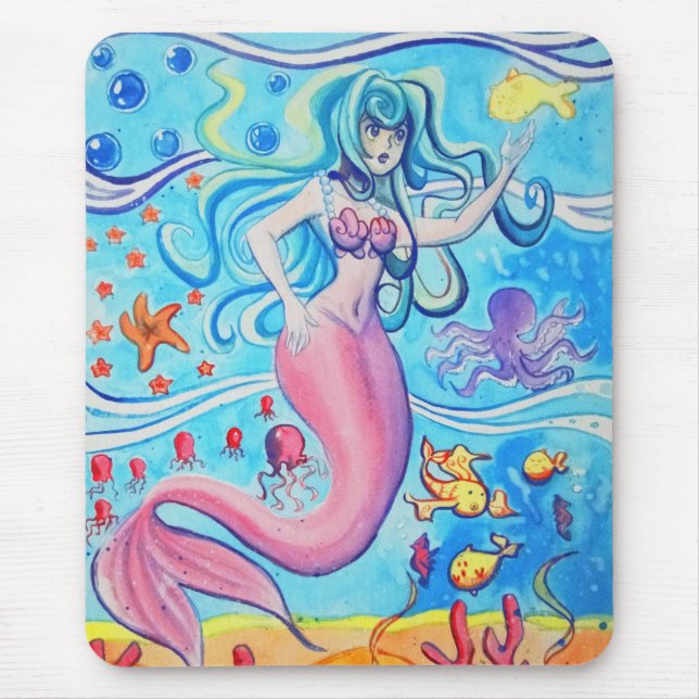 Alfombrilla De Ratón Sirena rosada Mousepad del Tailfin (Frente)