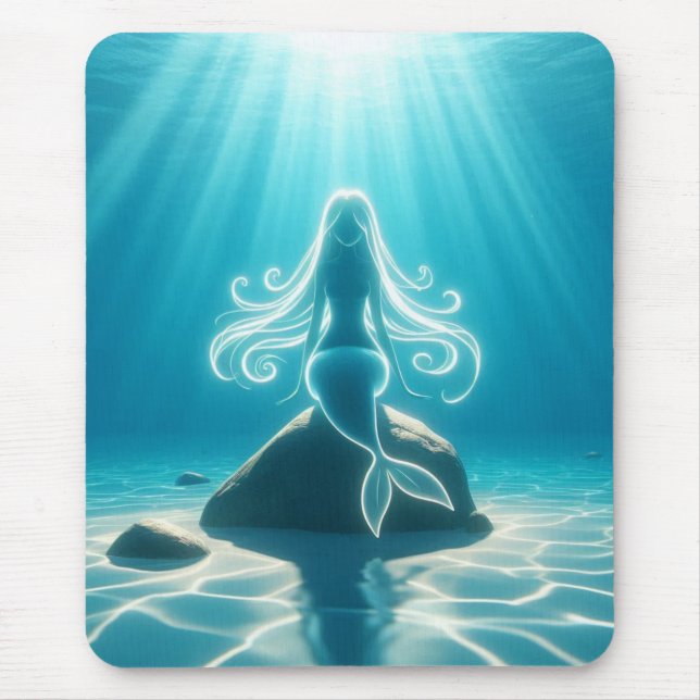 Alfombrilla De Ratón Sirena submarina iluminada con sol (Frente)