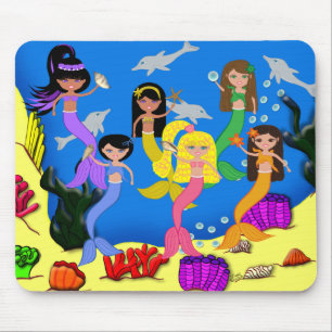 Alfombrilla De Ratón Sirenas en el océano con delfines Mousepad