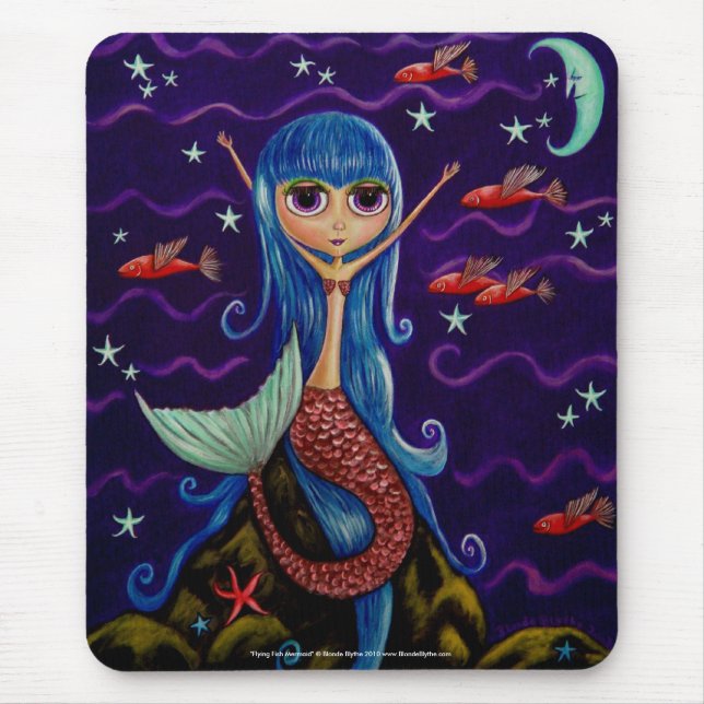 Alfombrilla De Ratón Sirenita de pescado volador Mousepad (Frente)