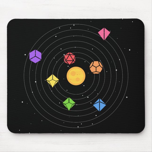 Alfombrilla De Ratón Sistema Solar Dice Set Astrología Tabletop RPG (Frente)