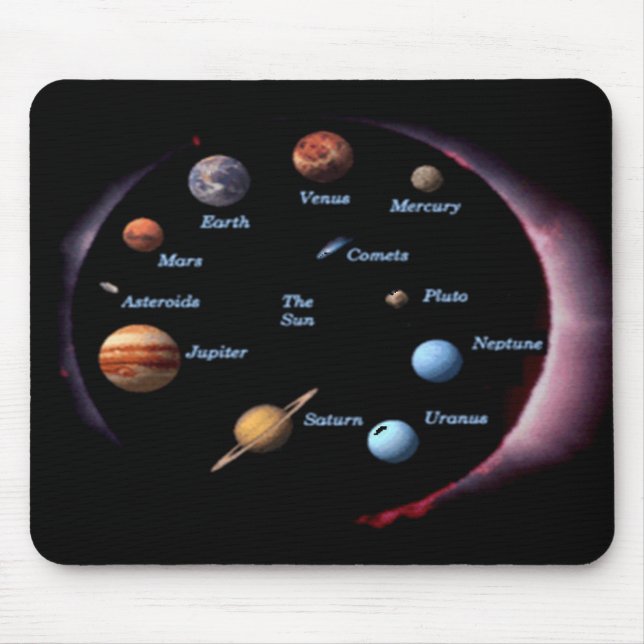 Alfombrilla De Ratón Sistema solar Planetas Mousepad (Frente)