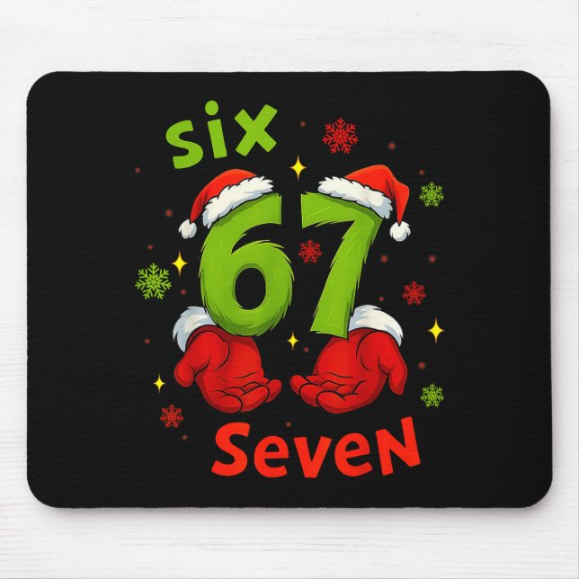 Alfombrilla De Ratón Six 6 7 Seven Christmas Humor Green Hand Festive G (Frente)