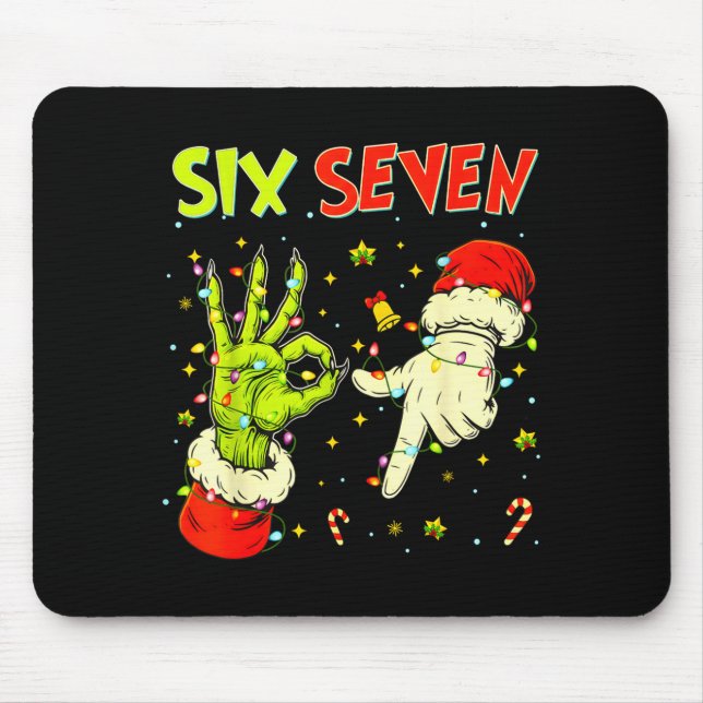 Alfombrilla De Ratón Six Seven 67 Funny Hand-sign Christmas Meme  (Frente)