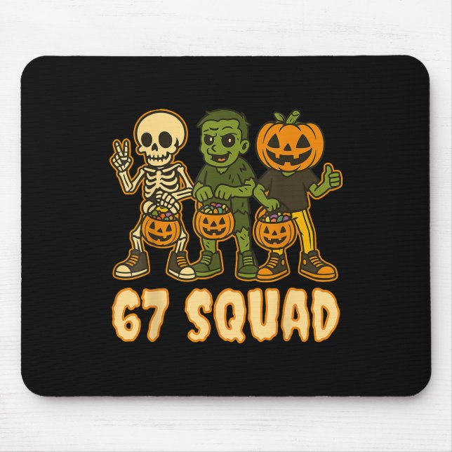 Alfombrilla De Ratón Six Seven 67 Squad Skeleton Pumpkin Halloween Boys (Frente)