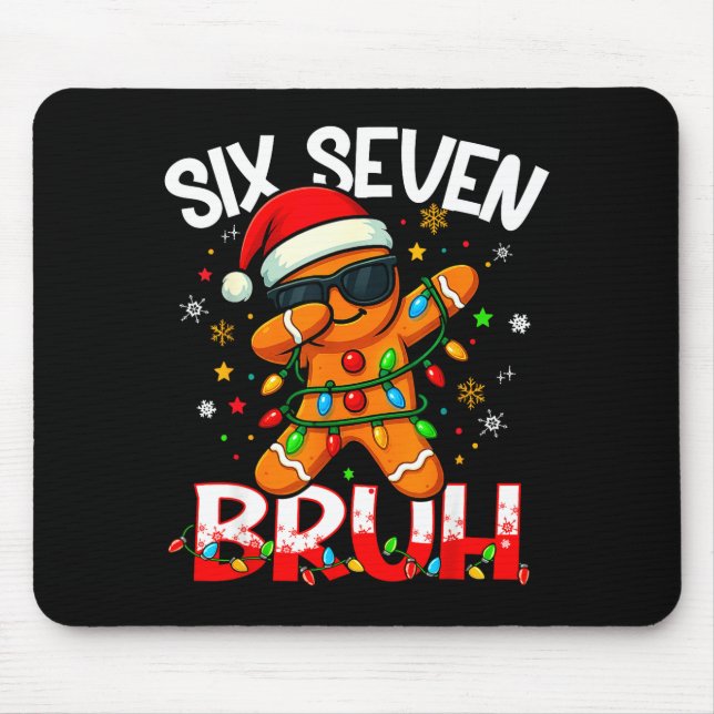 Alfombrilla De Ratón Six Seven 6 7 Meme Dabbing Gingerbread Man Christm (Frente)