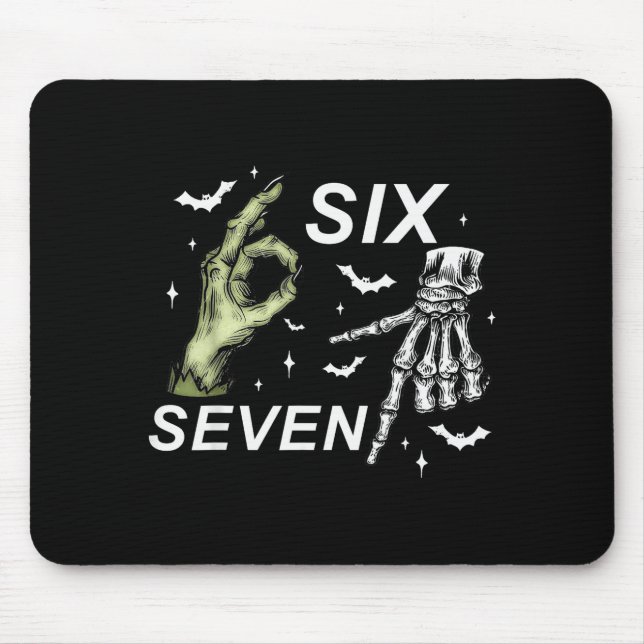 Alfombrilla De Ratón Six Seven 6 7 Meme Funny Witch Skeleton Hands Hall (Frente)