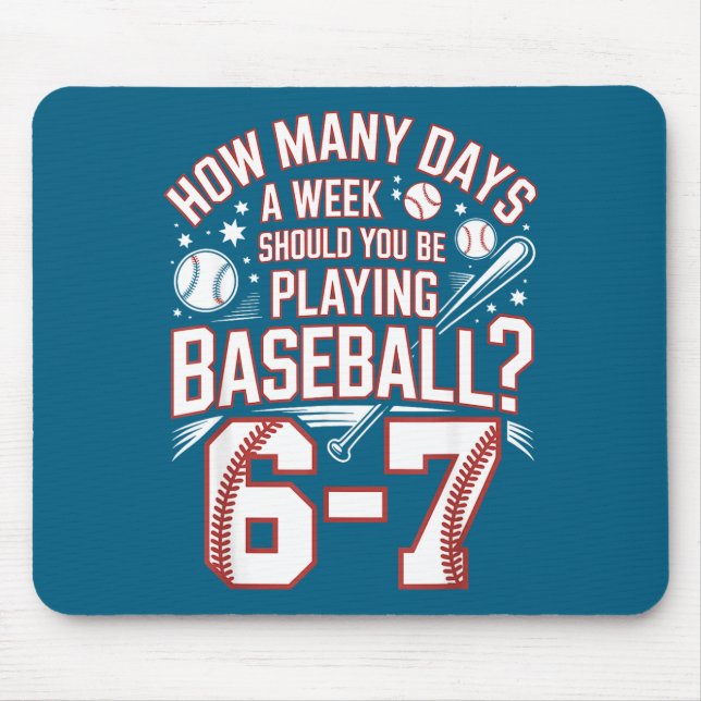 Alfombrilla De Ratón Six Seven Baseball Meme How Many Days 6-7  (Frente)