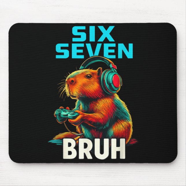 Alfombrilla De Ratón Six Seven Bruh 67 Meme Funny Capybara  (Frente)