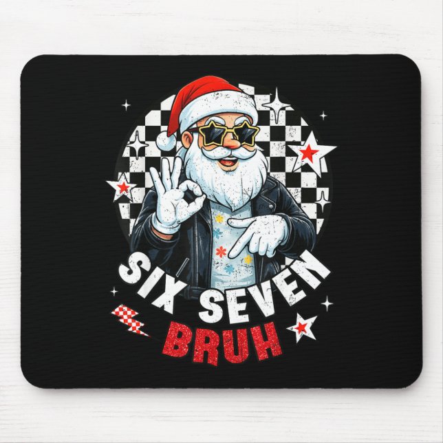 Alfombrilla De Ratón Six Seven Bruh Funny Checkered Cool Santa Claus Ro (Frente)