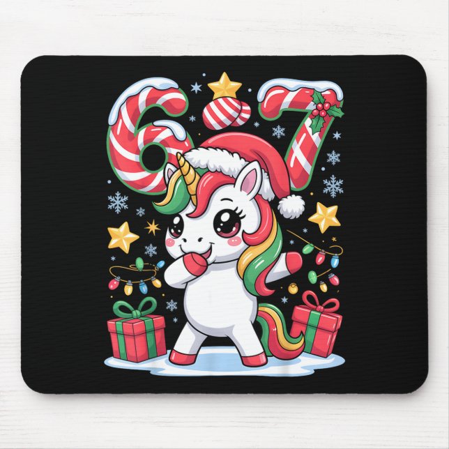 Alfombrilla De Ratón Six Seven Christmas Unicorn Meme Funny Cute Holida (Frente)