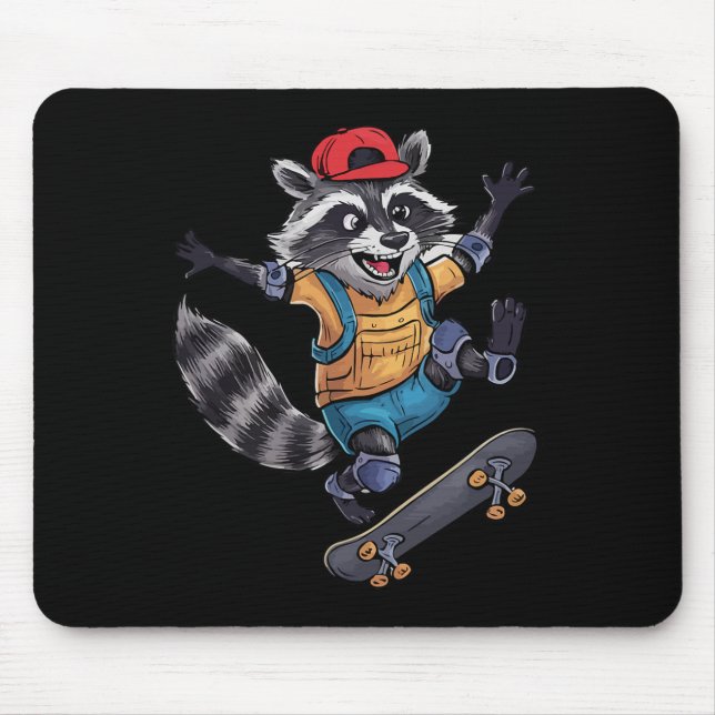Alfombrilla De Ratón Skateboard Cool Skater Racoon  (Frente)