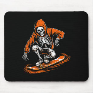 Alfombrilla De Ratón Skater Gorra Naranja Skeleton con Skateboard Hallo