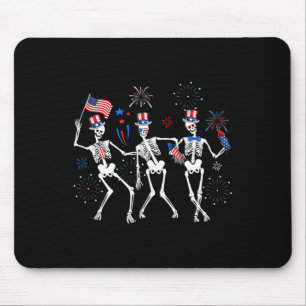 Alfombrilla De Ratón Skeleton 4 De Julio: Esqueletos De La Bandera Esta