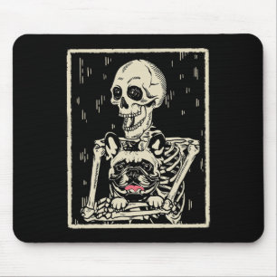 Alfombrilla De Ratón Skeleton abraza al Bulldog francés Halloween Dog L