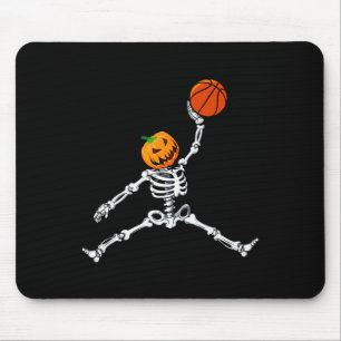 Alfombrilla De Ratón Skeleton Basketball Halloween Calabaza Slam Dunk