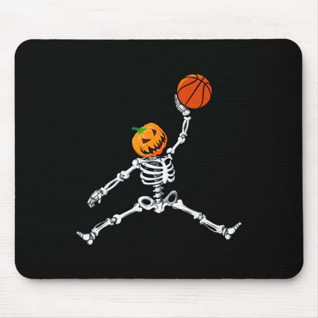 Alfombrilla De Ratón Skeleton Basketball Halloween Calabaza Slam Dunk (Frente)