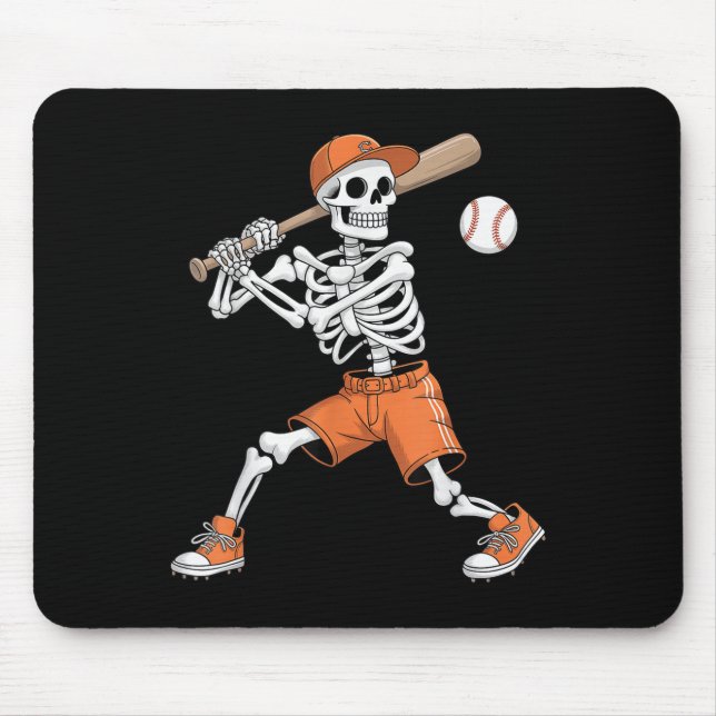 Alfombrilla De Ratón Skeleton Batting Baseball Halloween (Frente)