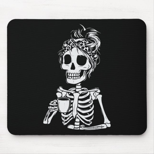 Alfombrilla De Ratón Skeleton Bebe Café Calavera Graciosa Mujer Hallowe (Frente)