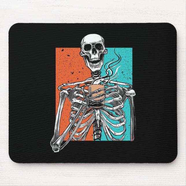 Alfombrilla De Ratón Skeleton Beber café Lover Funny Halloween Sku (Frente)