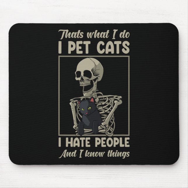 Alfombrilla De Ratón Skeleton Cat Kitten Lover Grumpy Skull Mascota O (Frente)