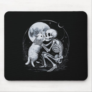 Alfombrilla De Ratón Skeleton Cat Skull Kitty Cute Gótico Halloween Cos