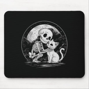 Alfombrilla De Ratón Skeleton Cat Skull Kitty Cute Gótico Halloween Cos