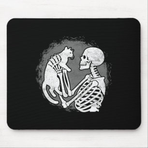 Alfombrilla De Ratón Skeleton Cat Skull Kitty Cute Halloween Halloween
