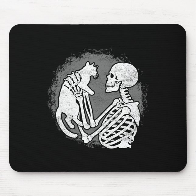 Alfombrilla De Ratón Skeleton Cat Skull Kitty Cute Halloween Halloween  (Frente)