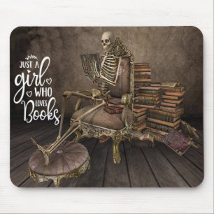 Alfombrilla De Ratón Skeleton Chica Book Lover