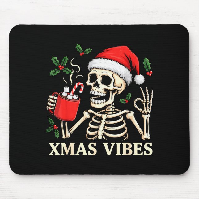 Alfombrilla De Ratón Skeleton Christmas Merry Christmas Skull Santa Xma (Frente)