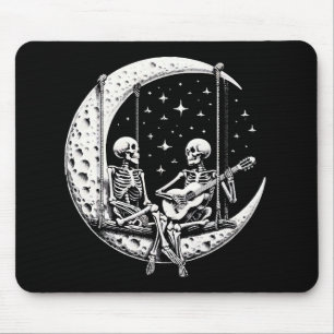 Alfombrilla De Ratón Skeleton Couple Moon Guitar