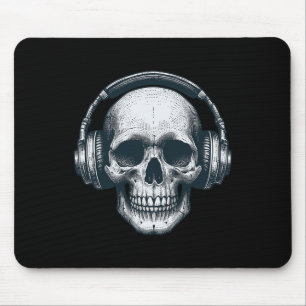 Alfombrilla De Ratón Skeleton Dj Auriculares Hocico Músico De Calavera