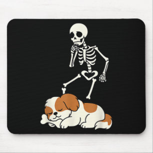 Alfombrilla De Ratón Skeleton Dog Halloween Skeleton persiguiendo a Shi