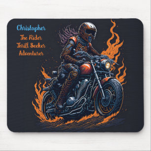 Alfombrilla De Ratón Skeleton En Motocicleta