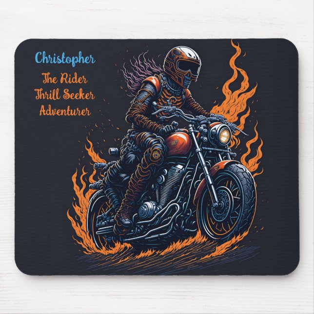 Alfombrilla De Ratón Skeleton En Motocicleta (Frente)