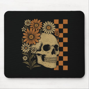 Alfombrilla De Ratón Skeleton floral retro Funny Skull Halloween