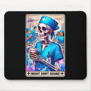 Alfombrilla De Ratón Skeleton Funny Tarot Card Night Shift Squad Hallow