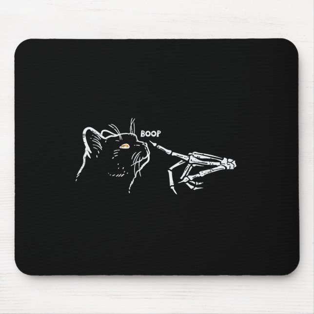 Alfombrilla De Ratón Skeleton Gato Negro Mano Boop Halloween Mascotas M (Frente)